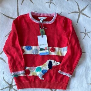 Joules Red Sweater with Dachshund Design